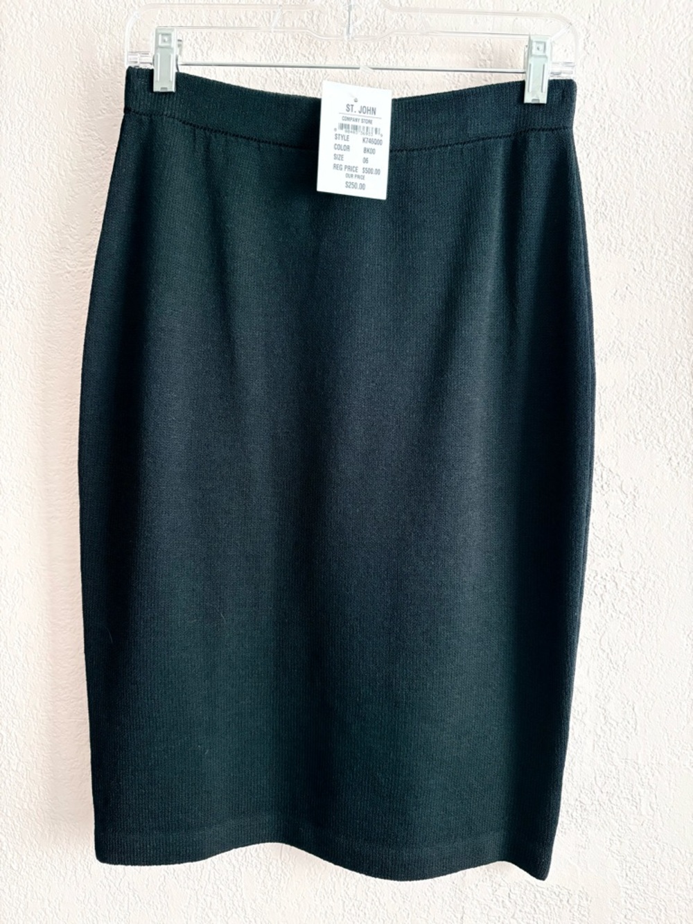 St. John Black Knit Classic Pencil Skirt